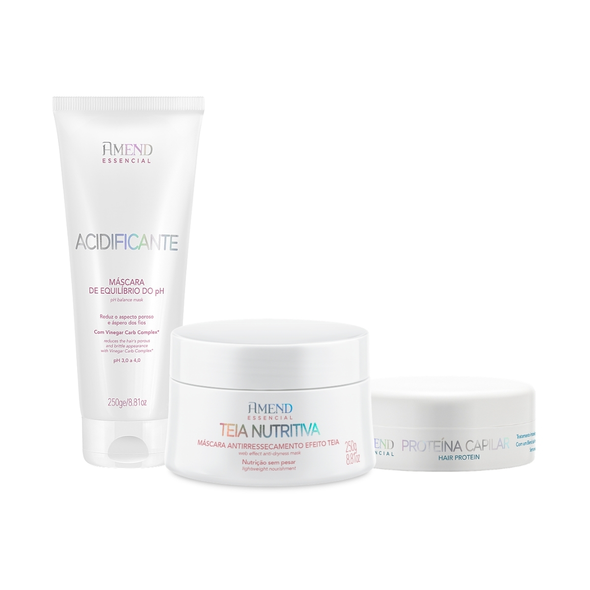 Kit Acidificante + Prote&iacute;na + M&aacute;scara Nutritiva Efeito Teia